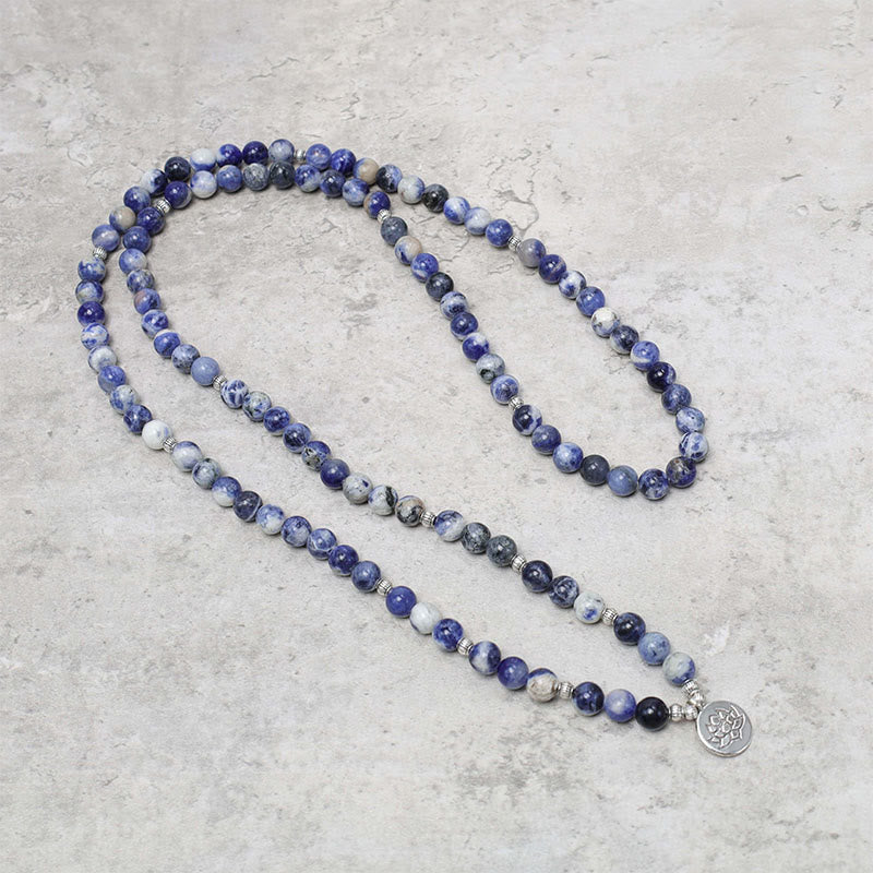 Buddha Stones Natural Blue Aventurine Lotus Peace Necklace Bracelet - image 6