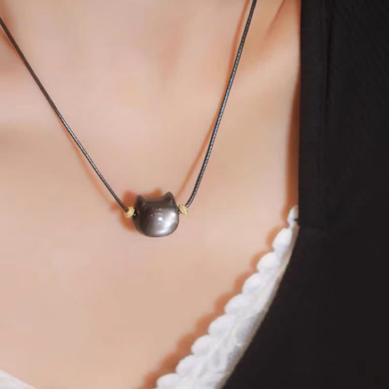 Buddha Stones Gold Sheen Obsidian Silver Sheen Obsidian Lovely Paw Lucky Cat Protection Bracelet - image 38