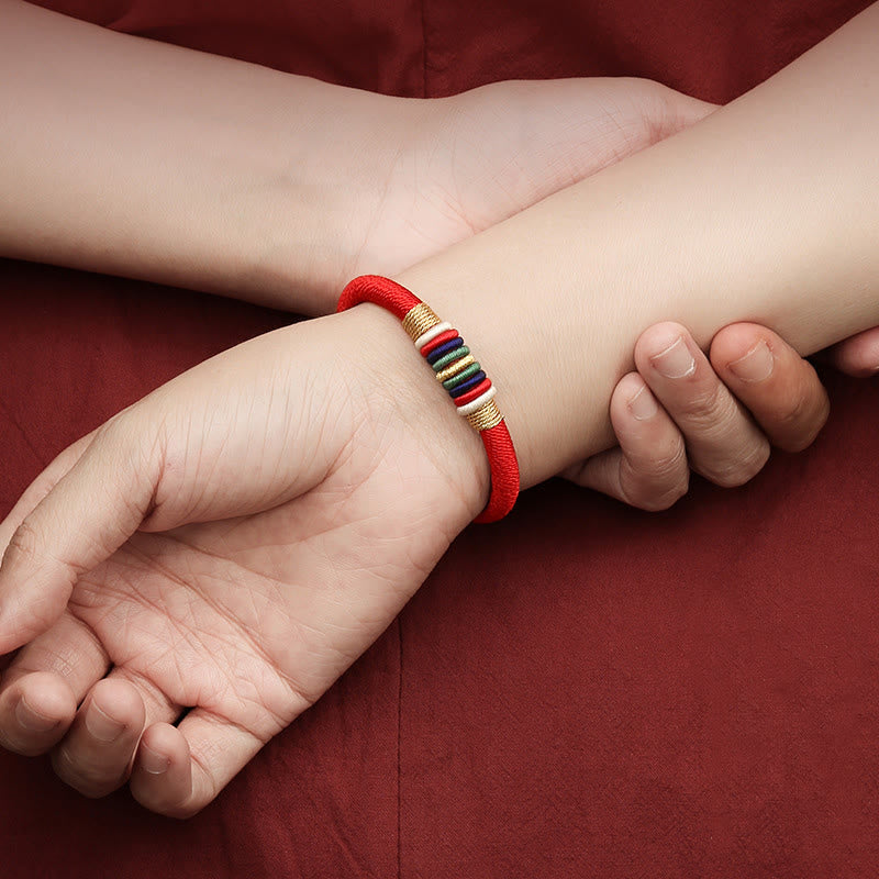 Buddha Stones Tibetan Handmade Colorful King Kong Knot Five Elements Luck Braid String Bracelet - image 5