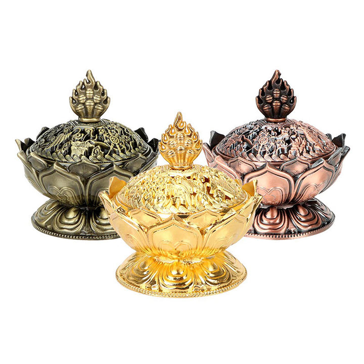 Buddha Stones Tibetan Lotus Shaped Purify Incense Burner - image 18