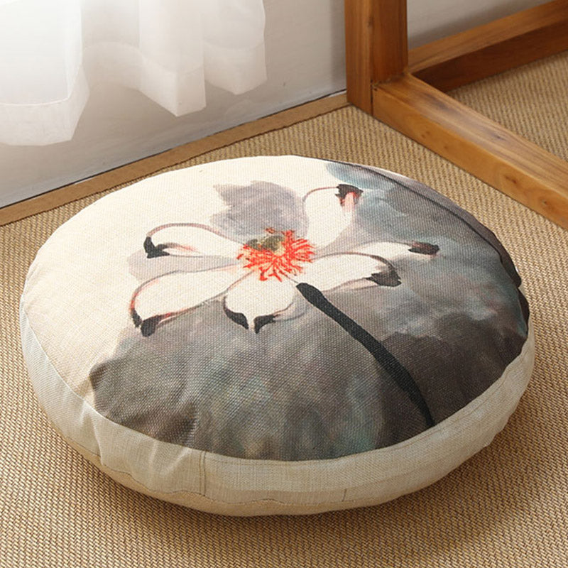 Buddha Stones Lotus Simple Pattern Linen Meditation Seat Cushion Home Living Room Decoration - Detachable - 40cm*10cm - OldLace - image 33