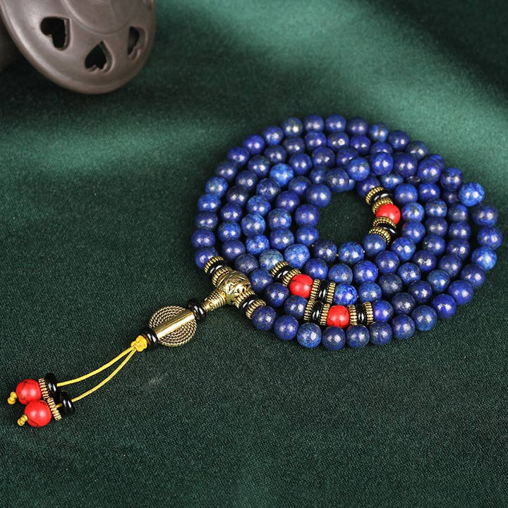 Buddha Stones Tibetan Mala Lapis Lazuli Positive Bracelet - image 7