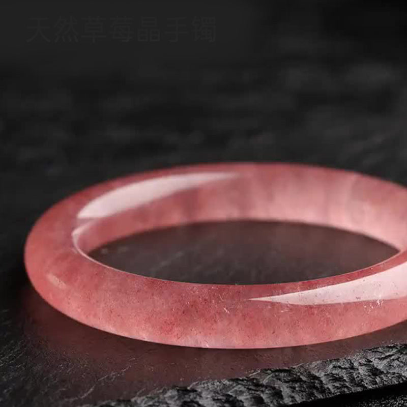 Buddha Stones Natural Strawberry Quartz Love Healing Bracelet Bangle - image 6