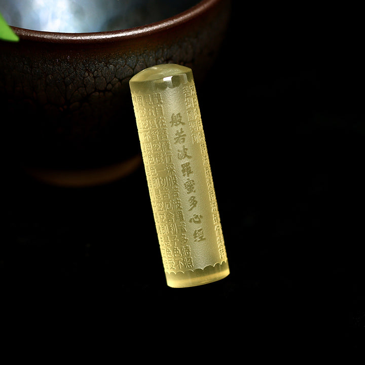 Heart Sutra Citrine Happiness Strength Necklace Pendant - Large Heart Sutra - image 16