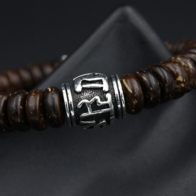 Buddha Stones Natural Tibetan Coconut Shell Om Mani Padme Hum Positive Bracelet - image 14