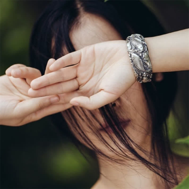 Buddha Stones Buddha Stones Koi Fish Lotus Luck Wealth Bracelet Bangle - image 6