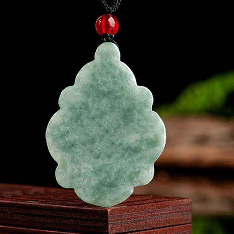 Buddha Stones Natural Jade Kalanchoe blossfeldiana Flower Pattern Luck Necklace Pendant - image 4