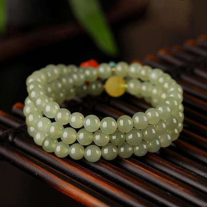 Buddha Stones Jade Red Agate Amber Laughing Buddha Prosperity Bracelet - image 5
