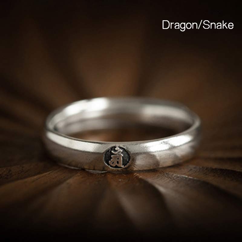 Buddha Stones 925 Sterling Silver Chinese Zodiac Natal Buddha Blessing Couple Ring - Dragon/Snake - Women - image 16
