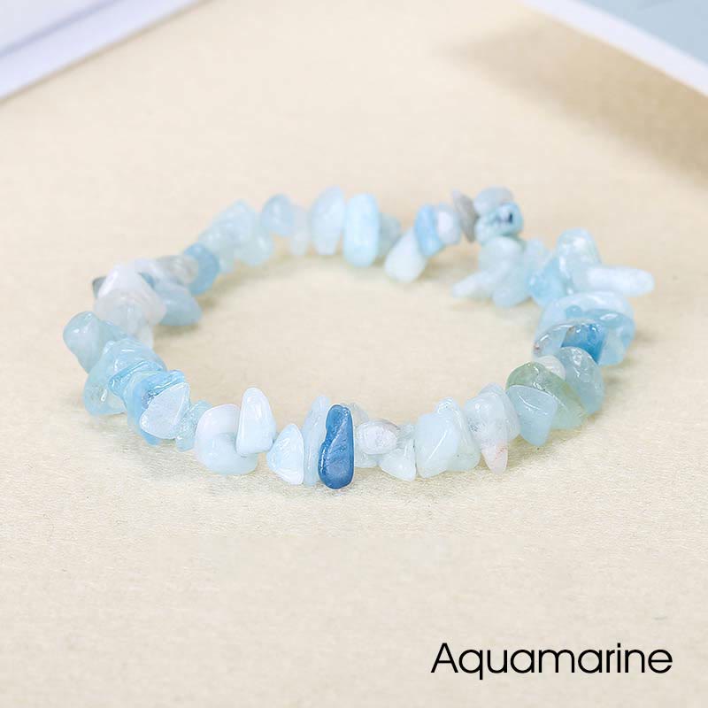 Natural Irregular Shape Crystal Stone Warmth Soothing Bracelet - Aquamarine - image 38