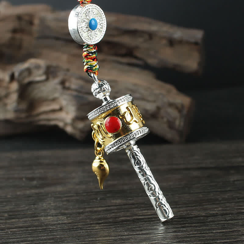 Tibet Om Mani Padme Hum Prayer Wheel Peace Rotatable Bag Car Hanging Decoration - image 8