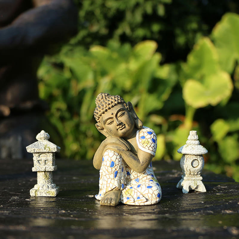 Buddha Stones Meditating Zen Buddha Serenity Resin Statue Figurine Home Decoration - image 3