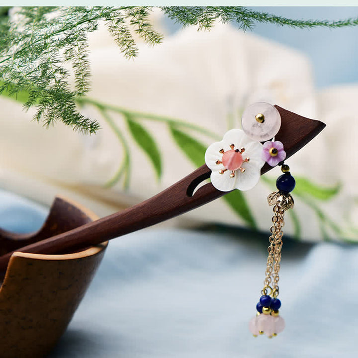 Red Sandalwood Pink Crystal Charm Healing Hairpin Decorations - image 6