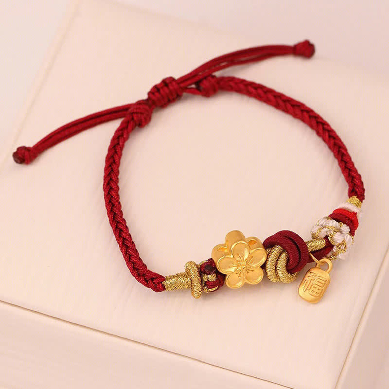 Buddha Stones Peach Blossom Happiness Charm Luck Red String Bracelet - image 7