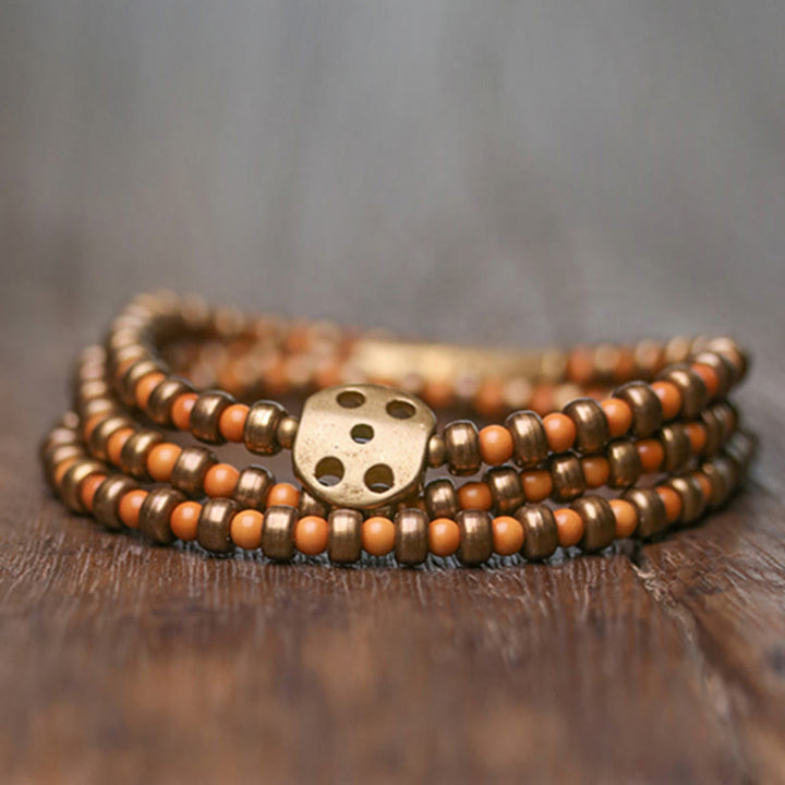 Buddha Stones Retro Olive Pit Copper Wealth Bracelet - image 2