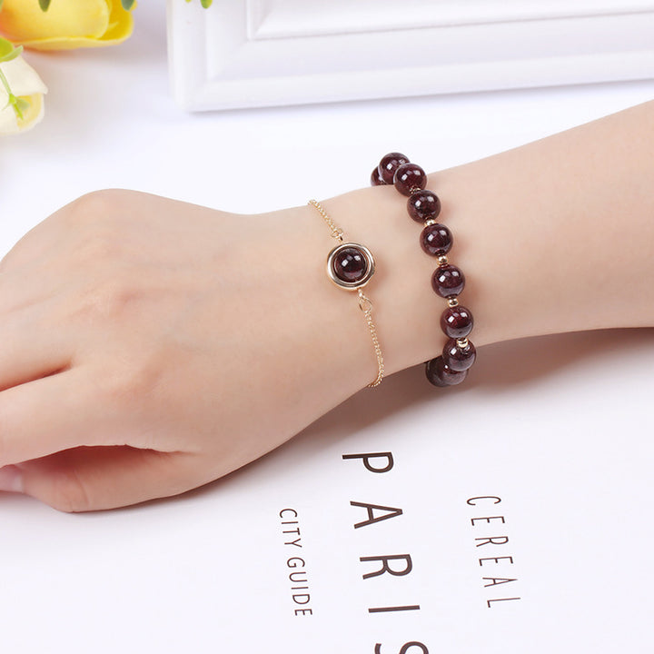 Buddha Stones Sun Stone Strawberry Quartz Crystal Positive Bracelet - Garnet - image 24