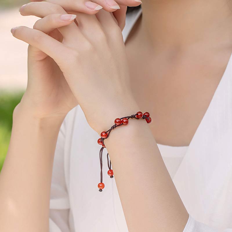 Buddha Stones Red Agate Moss Agate Cinnabar Calm Bracelet - image 4