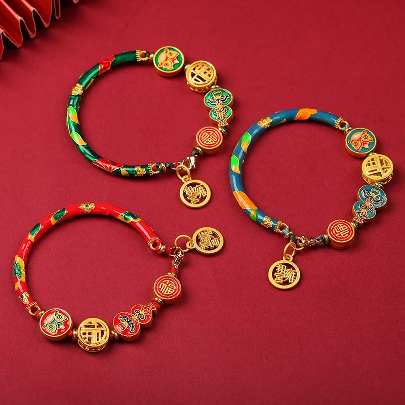 Buddha Stones Tibetan Gourd Fortune Happiness Lion Wealth Luck Bracelet - image 0