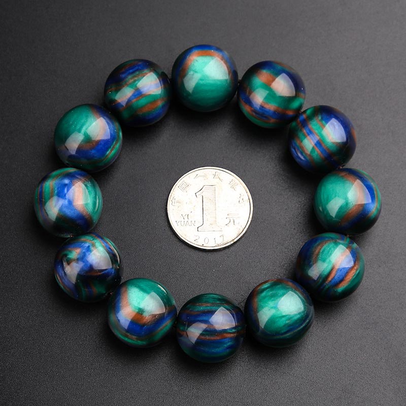 Buddha Stones Colorful Sea Willow Mala Positive Bracelet Ring - 20mm - image 6