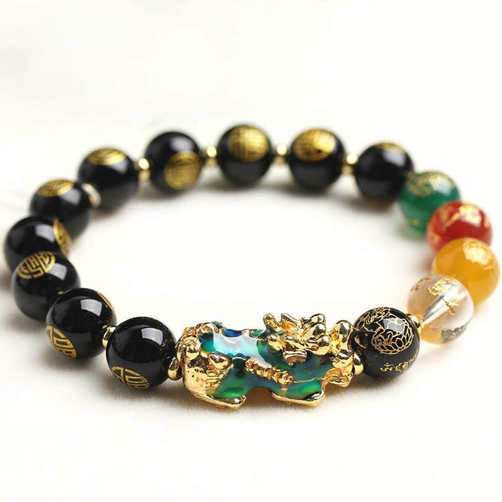 Buddha Stones Color-Changing Pixiu Obsidian Luck Bracelet - 0.47in (12mm) - image 0