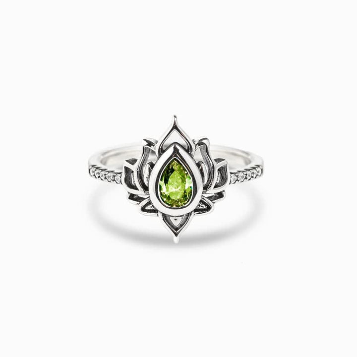 Buddha Stones Sterling Silver Lotus Zircon Blessing Protection Ring - image 8
