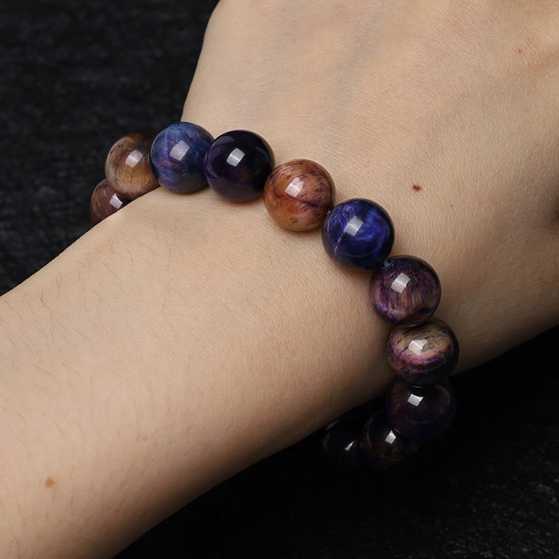 Buddha Stones Natural Purple Tiger Eye Protection Strength Bracelet - image 11