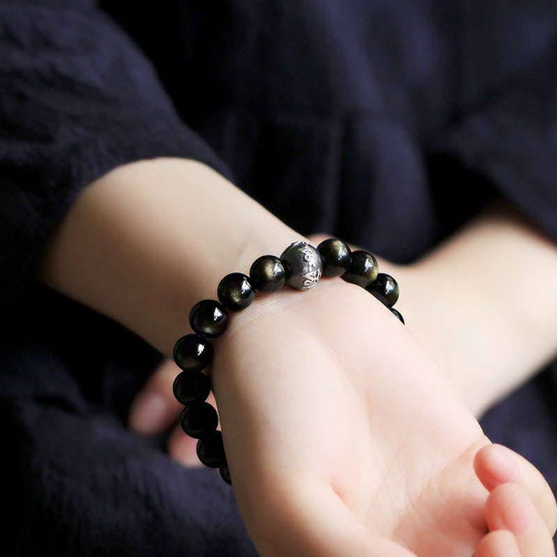Buddha Stones Chinese Zodiac Natal Buddha Obsidian Purification Bracelet - image 3