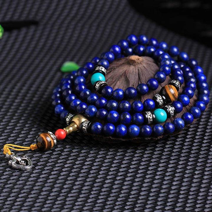 Buddha Stones 108 Beads Lazurite Positive Bracelet Mala - image 2