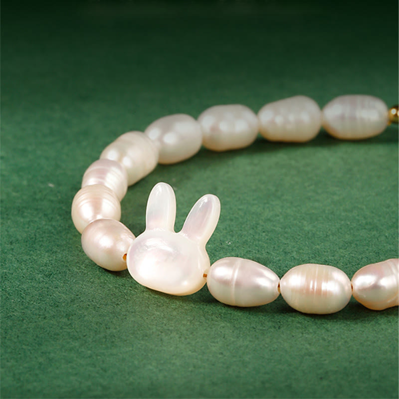 Buddha Stones Natural Pearl Cute Rabbit Sincerity Bracelet - image 2