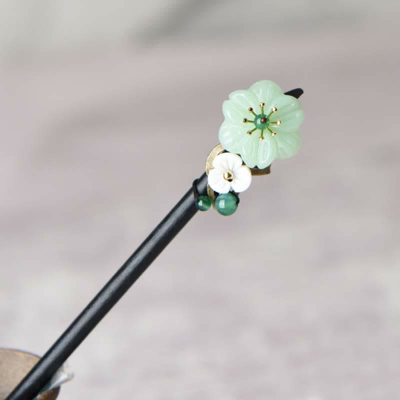 Buddha Stones Green Aventurine Flower Agate Positivity Hairpin Decoration - Green Aventurine (Luck ♥ Positivity) - image 0