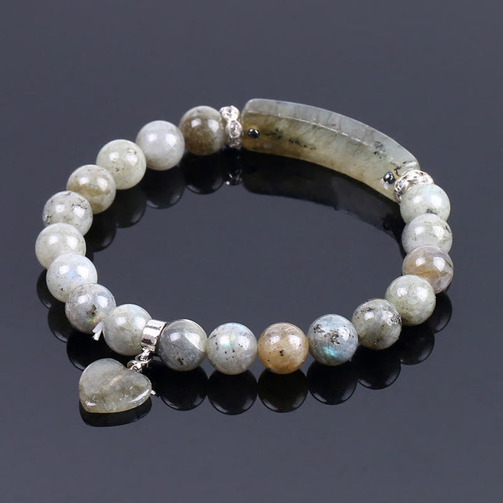 Buddha Stones Natural Quartz Love Heart Healing Beads Bracelet - Labradorite - image 39