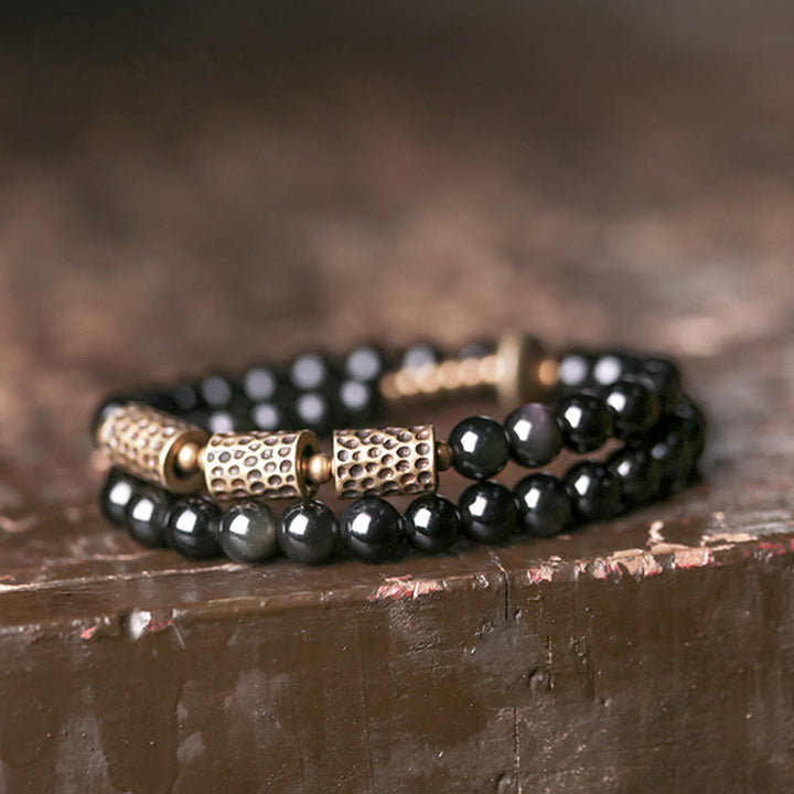 Buddha Stones Rainbow Obsidian Copper Love Double Wrap Bracelet - image 4