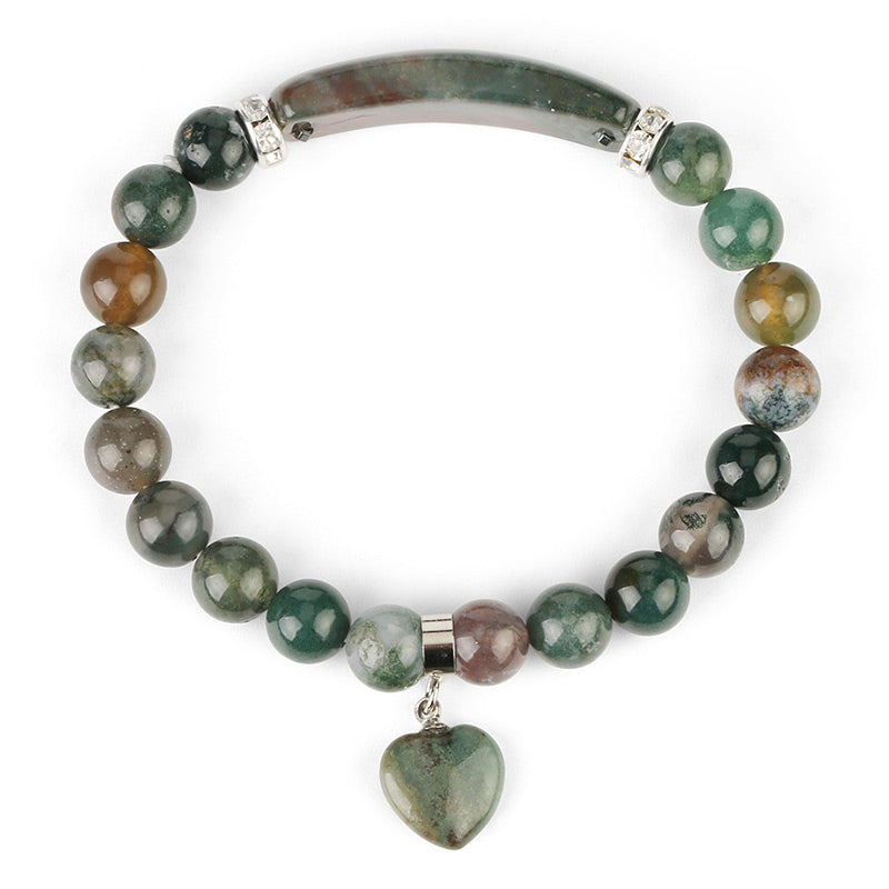 Buddha Stones Natural Quartz Love Heart Healing Beads Bracelet - Green Agate - image 41