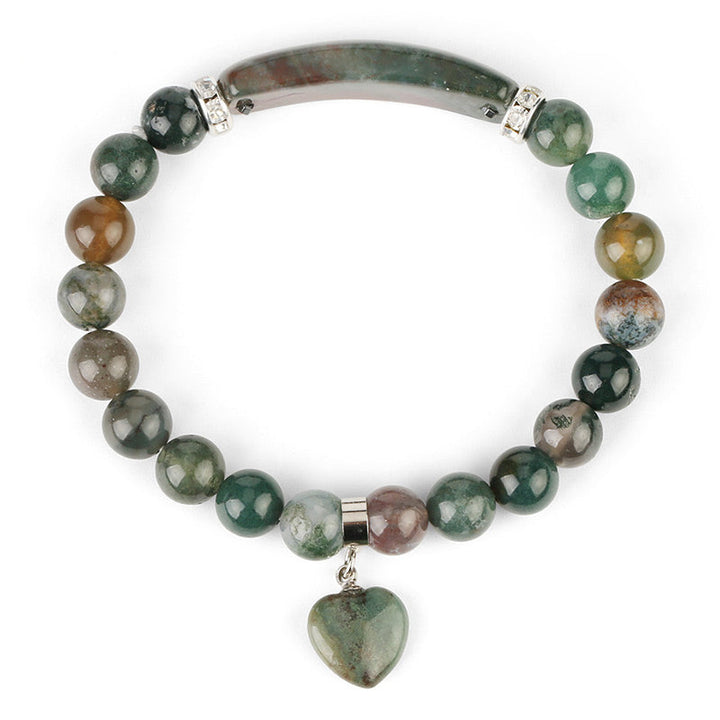 Buddha Stones Natural Quartz Love Heart Healing Beads Bracelet - Green Agate - image 37