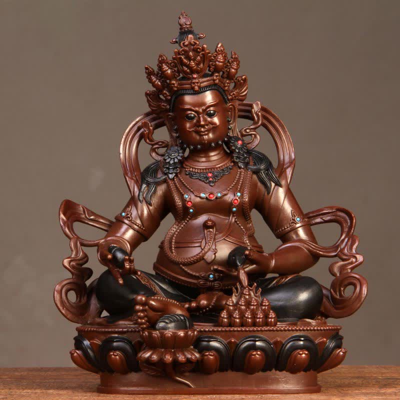 Buddha Stones Yellow Jambhala Bodhisattva Figurine Compassion Copper Statue Home Office Decoration - 13cm*8.5cm*15.5cm - image 9