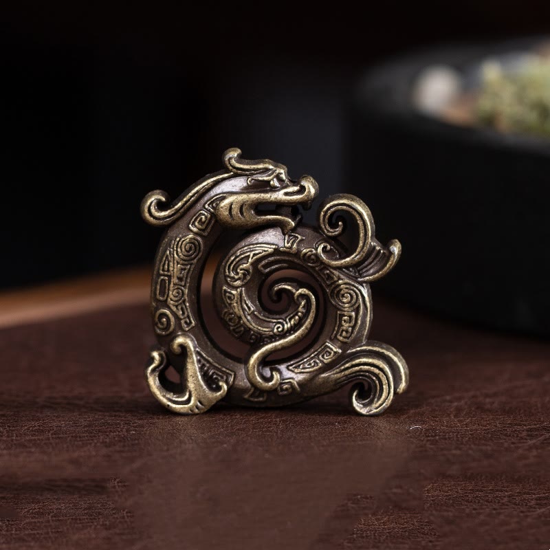 Buddha Stones Mini Auspicious Dragon Pattern Meditation Zinc Alloy Small Incense Stick Burner - Bronze Dragon 4*3.7cm - image 8