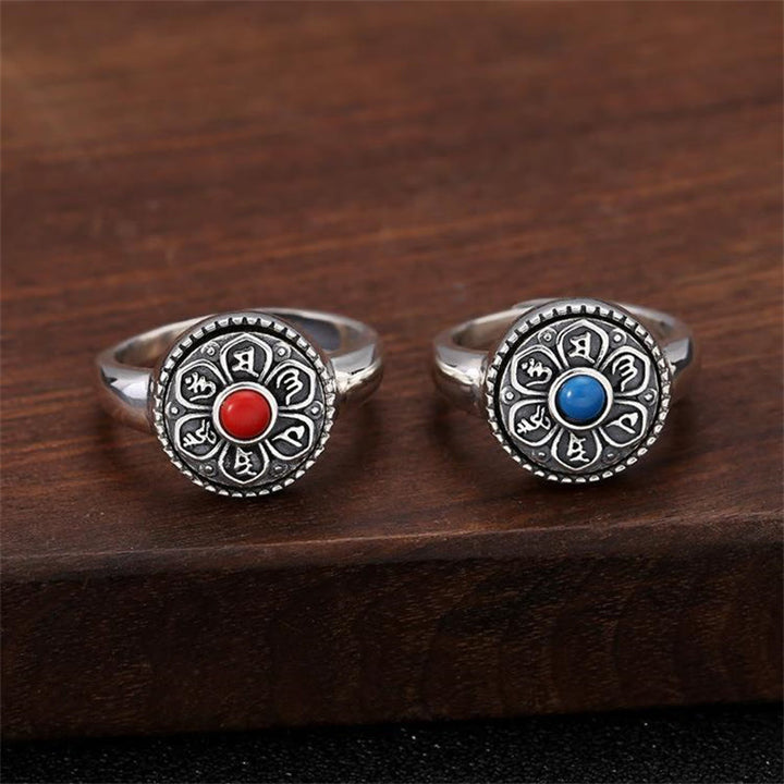 Buddha Stones Tibetan Om Mani Padme Hum Peace Rotatable Ring - image 13