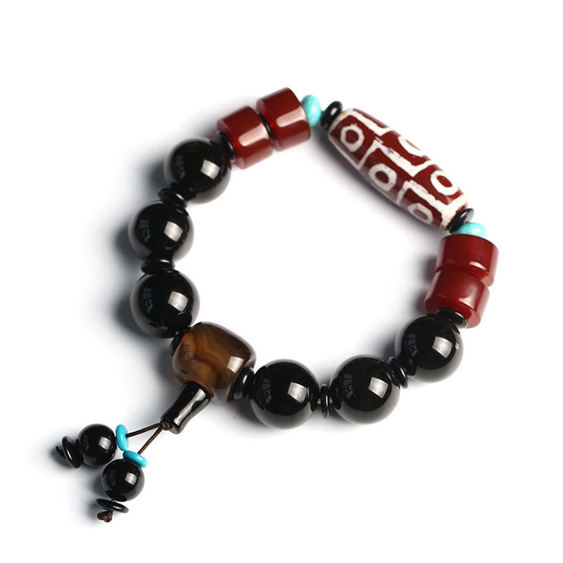 Buddha Stones Tibetan Nine-Eye Dzi Bead Black Onyx Wealth Protection Bracelet - image 8