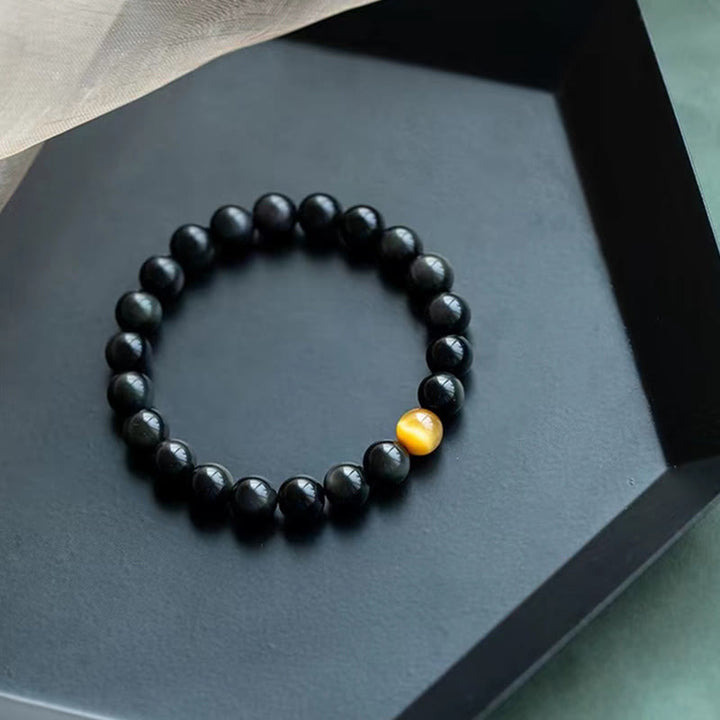 Buddha Stones Natural Rainbow Obsidian Tiger Eye Positive Love Bracelet - image 10