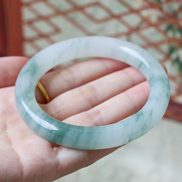 Buddha Stones Natural Jade Luck Prosperity Bangle Bracelet - image 9