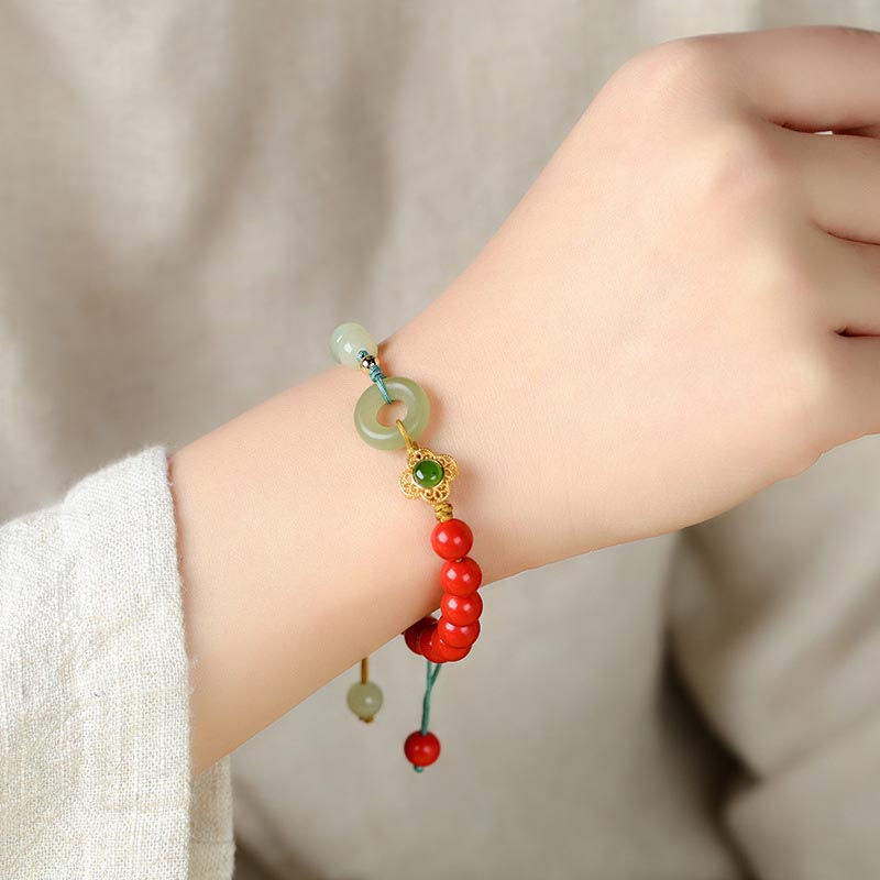 Natural Cinnabar Jade Blessing Bracelet - image 3