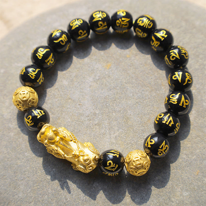 Buddha Stones FengShui PiXiu Obsidian Wealth Bracelet - 14mm - image 7