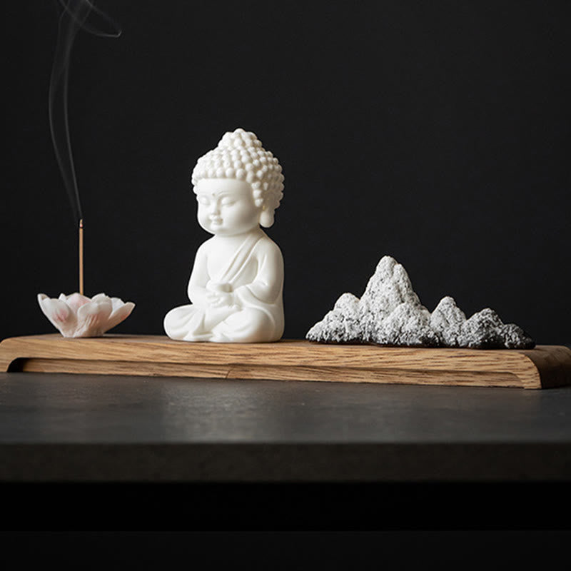 Buddha Stones Lotus Flower Tathagata Kwan Yin Avalokitesvara Ksitigarbha Meditation Ceramic Stick Incense Burner Decoration - image 3