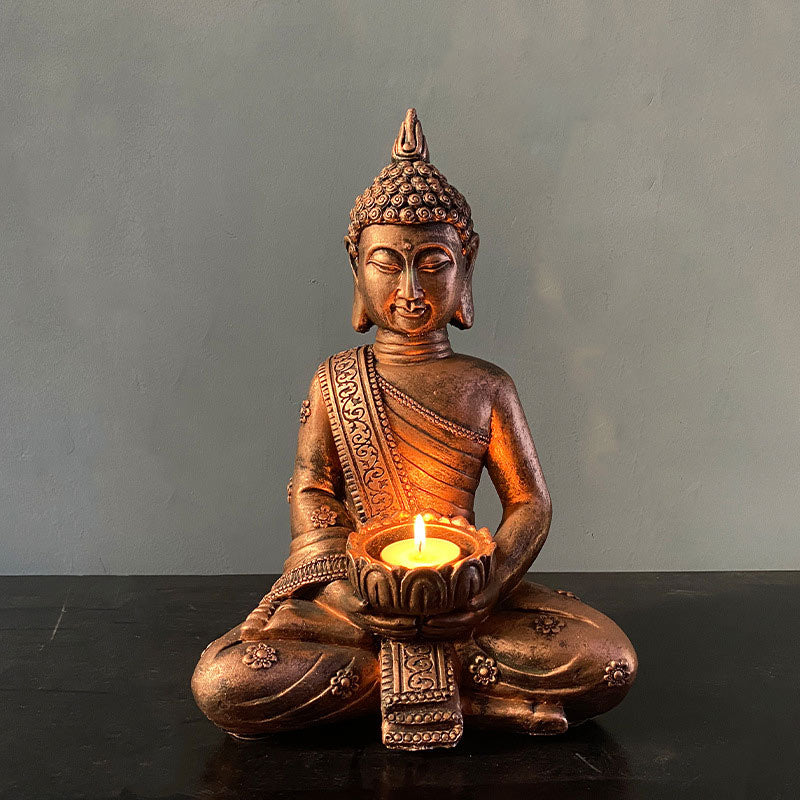 Buddha Stones Tibetan Buddha Blessing Decoration Candlestick - 1 - image 0