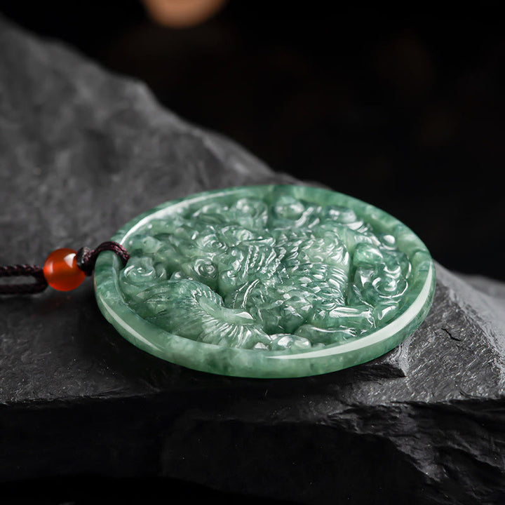 Buddha Stones Natural Jade Kirin Abundance String Necklace Pendant - image 2