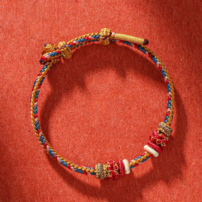 Buddha Stones Handmade Dunhuang Color Luck Braid String Bracelet - Dunhuang Color(Wrist Circumference 14-19cm) - image 1