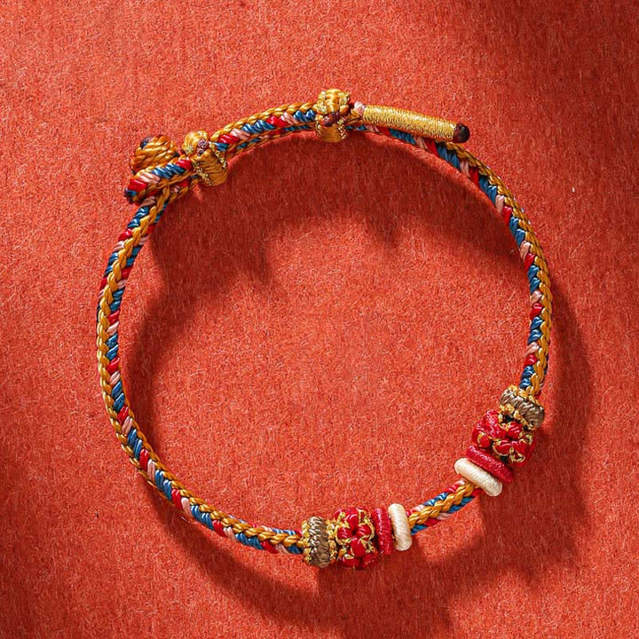 Buddha Stones Handmade Dunhuang Color Luck Braid String Bracelet - Dunhuang Color(Wrist Circumference 14-19cm) - image 1