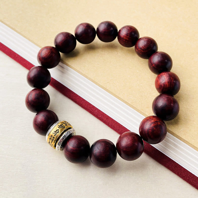 Buddha Stones Small Leaf Red Sandalwood Amulet Protection Bracelet - image 3