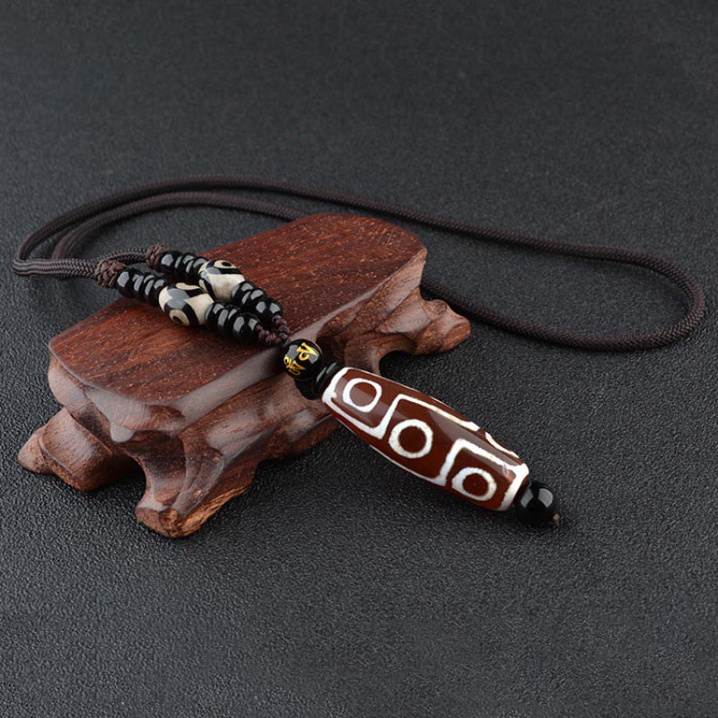 Buddha Stones Nine-Eye Dzi Bead Wealth Protection Necklace - image 5