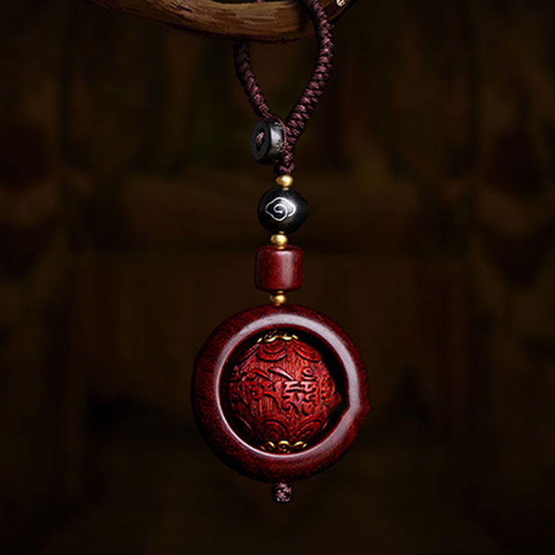 Buddha Stones Tibetan Small Leaf Red Sandalwood Ebony Luck Protection Rotation Decoration - image 4